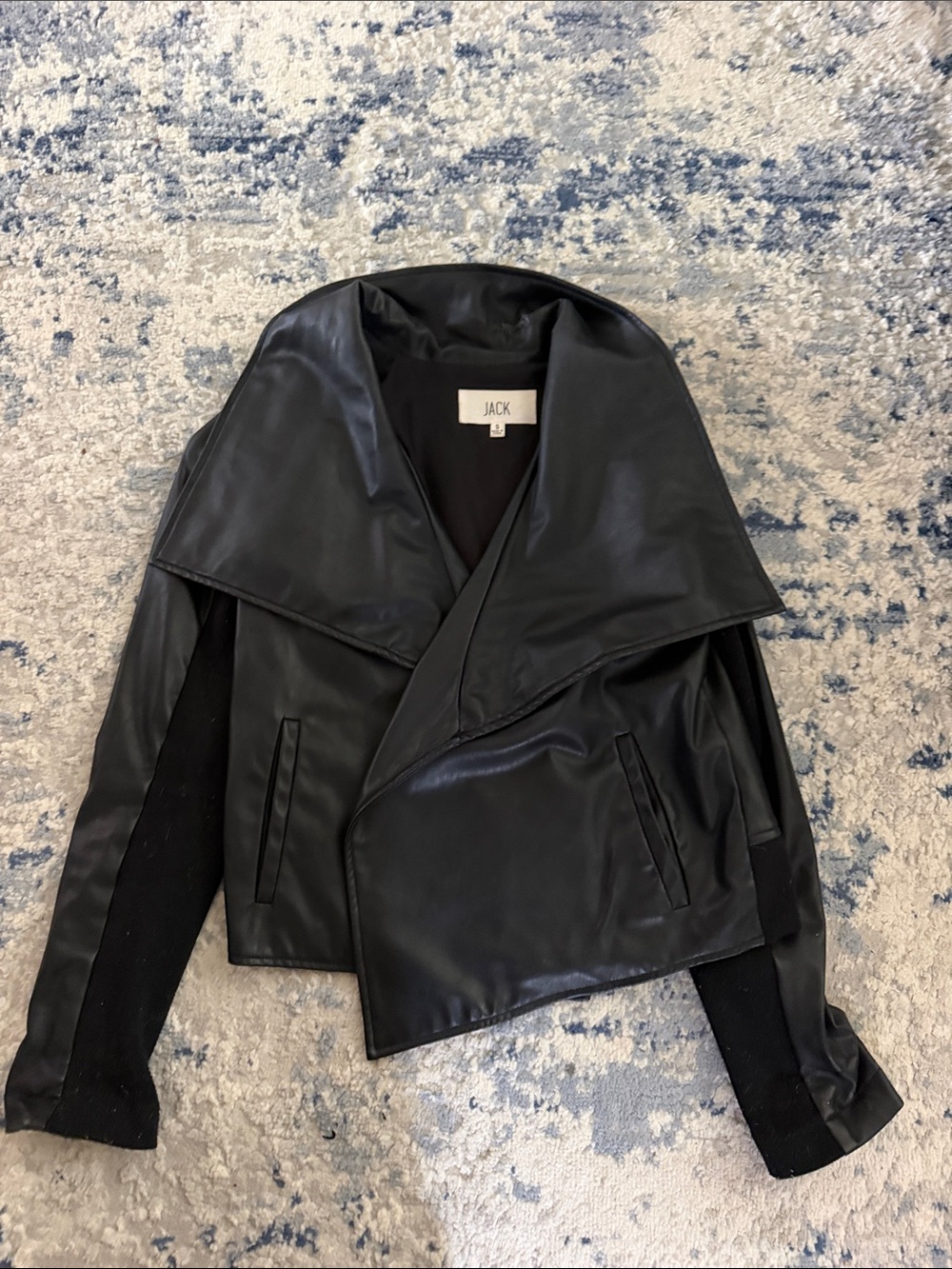 Jack by BB Dakota Black Faux Leather Draped Jacket